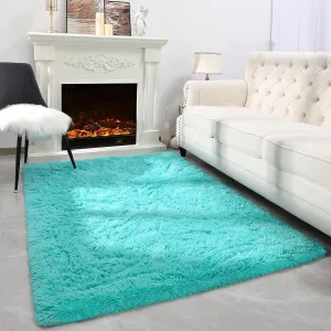Blue Area Rugs for Bedroom Living Room, 4x5.9 Soft Non-Slip Rug Fluffy Shag, Fuzzy Indoor Shaggy Carpet for Dorm Home Decor