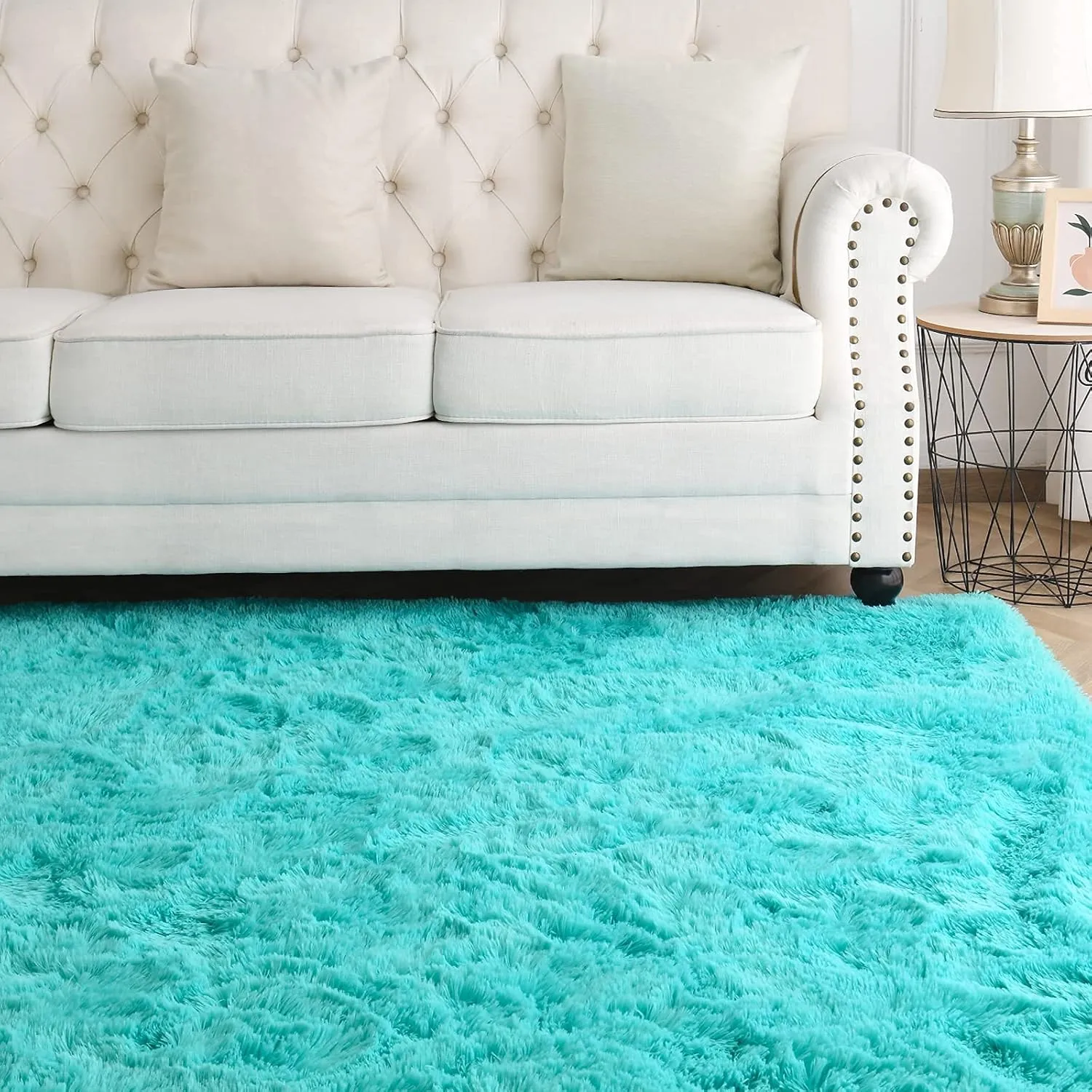 Blue Area Rugs for Bedroom Living Room, 4x5.9 Soft Non-Slip Rug Fluffy Shag, Fuzzy Indoor Shaggy Carpet for Dorm Home Decor
