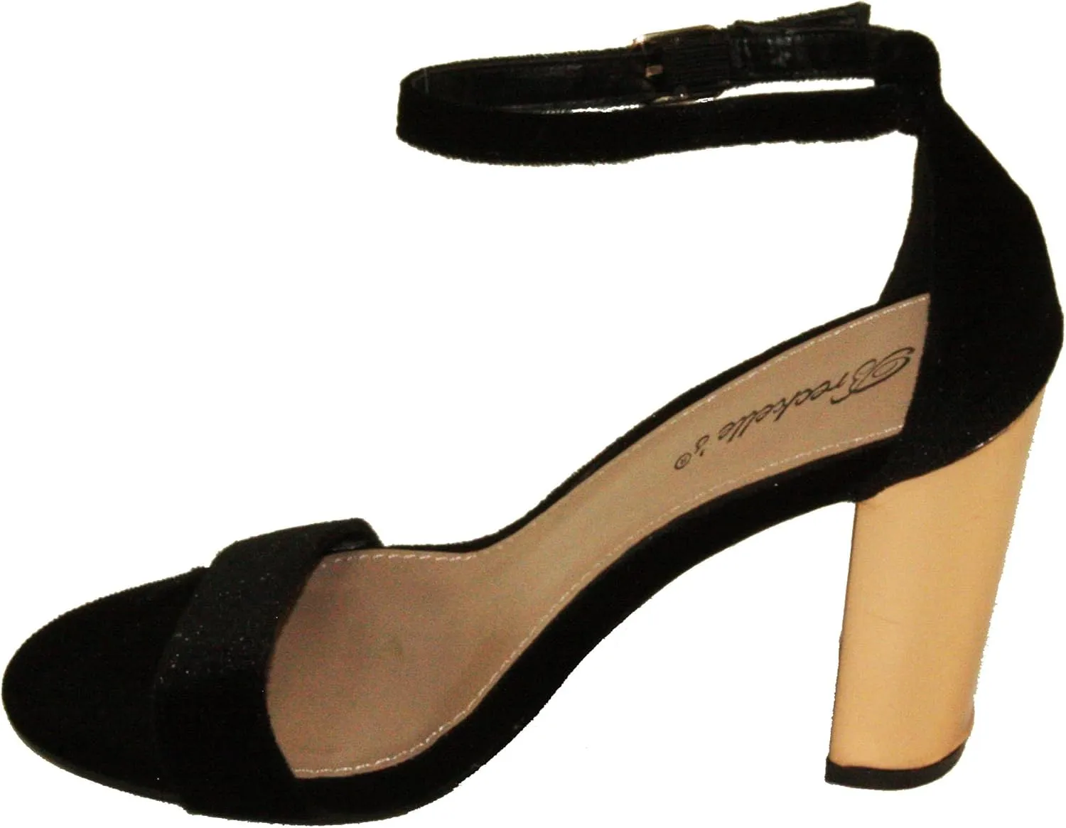 Breckelle's Women's Devie-04 Open-Toe Adjustable Ankle Strap Velvet Chunky Round High Heel Sandals