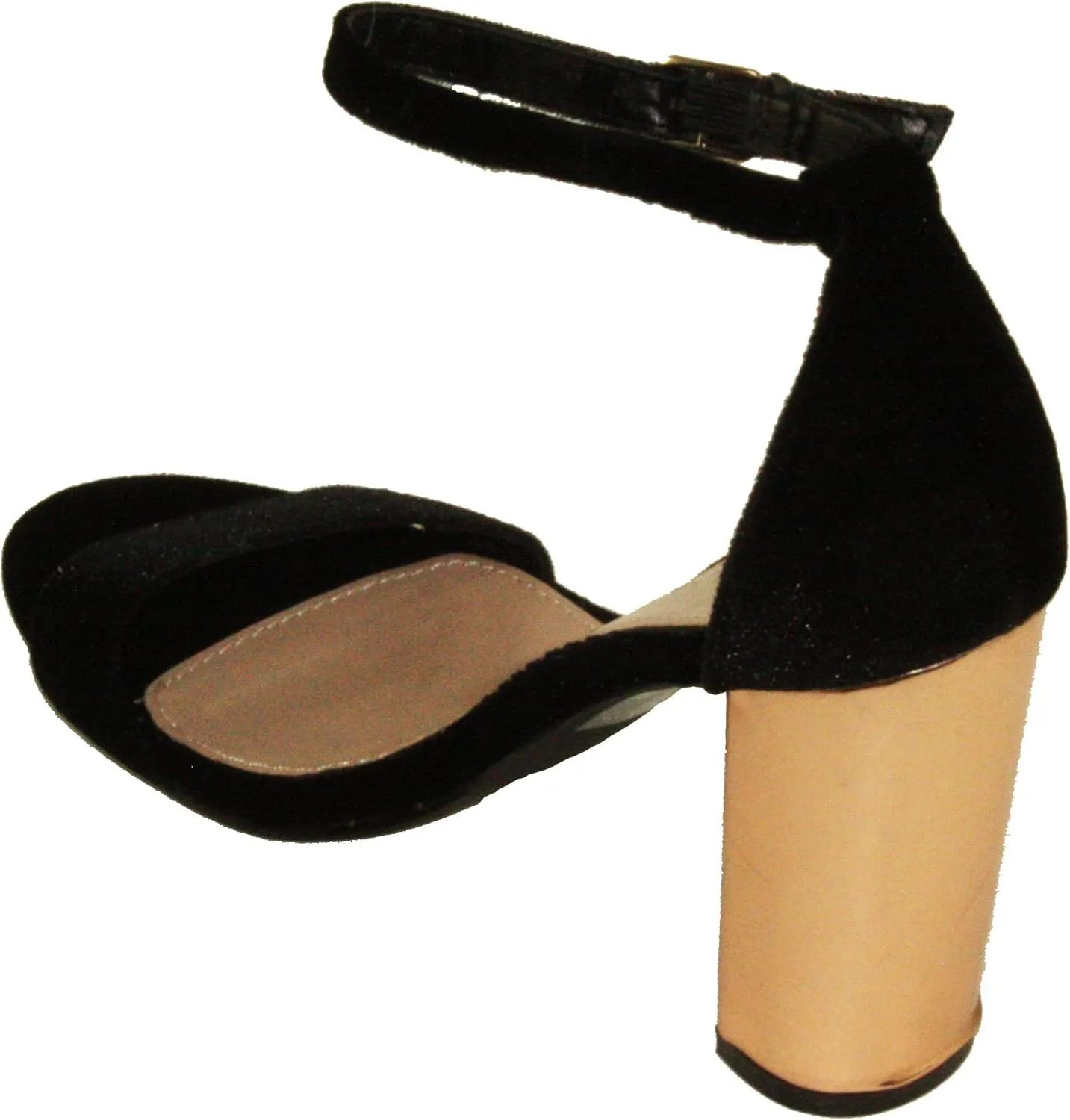 Breckelle's Women's Devie-04 Open-Toe Adjustable Ankle Strap Velvet Chunky Round High Heel Sandals