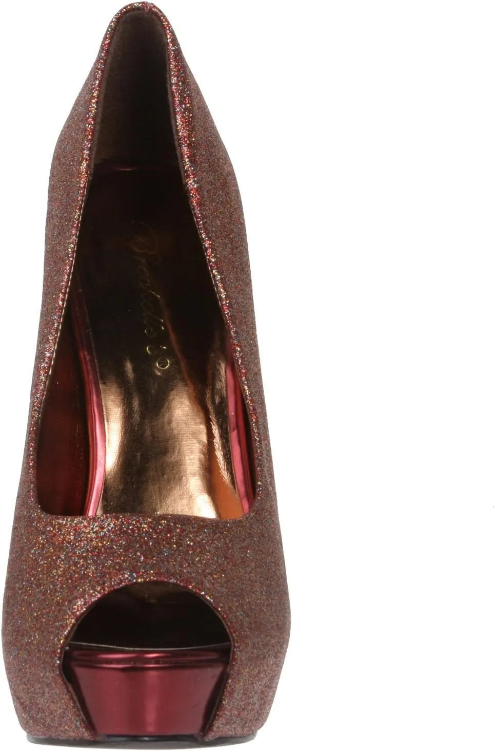 Breckelle's Women's High Heel Glitter Platform Open Toe Pumps