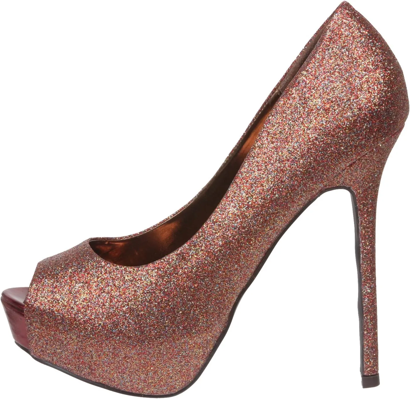 Breckelle's Women's High Heel Glitter Platform Open Toe Pumps