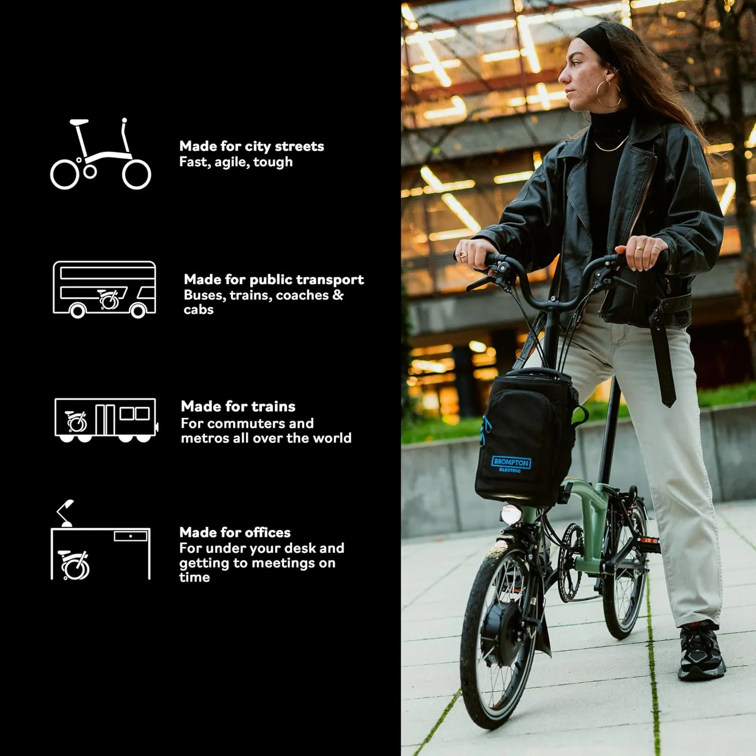Brompton Electric Folding Bike for Adults C Line 12-Speed | Compact, Lightweight, Pedal-Assist Commuter E-Bike