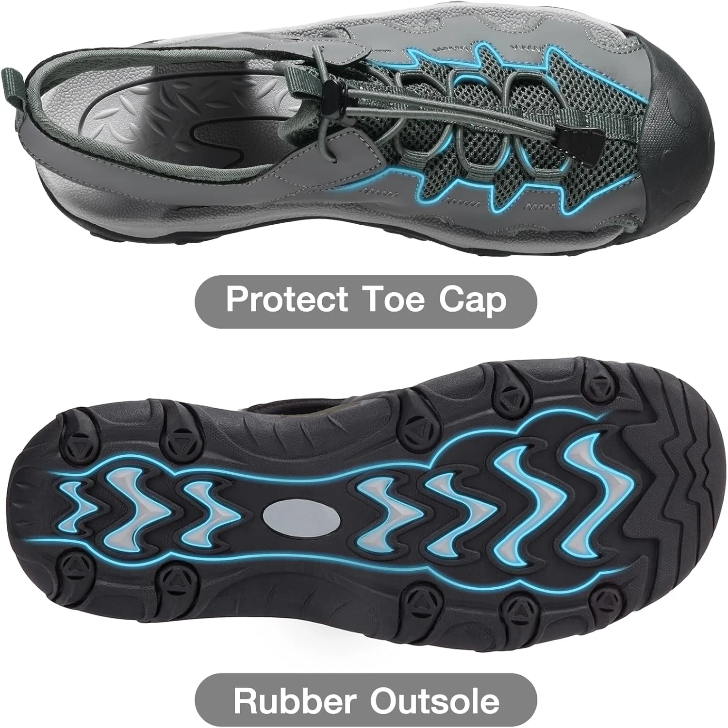 CAMEL CROWN Men's Hiking Sandals Anti-Slipping Athletic Water Shoes with Arch Support Closed Toe Outdoor Summer Camping Sandal for Beach