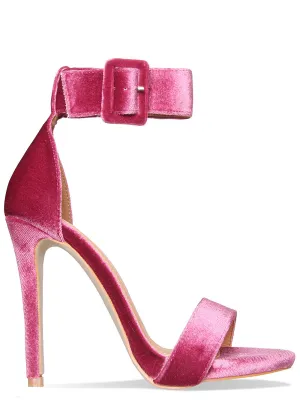 Camille Mauve Velvet Buckle Strap Heels