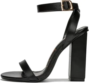 Cape Robbin Maria-7 Seller Lucite Clear Perspex Glitter Block Heel Sandals Black