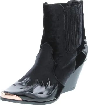 Cape Robbin Women Mixed Media Pointy Toe Flame Pattern Cowboy Bootie HJ88