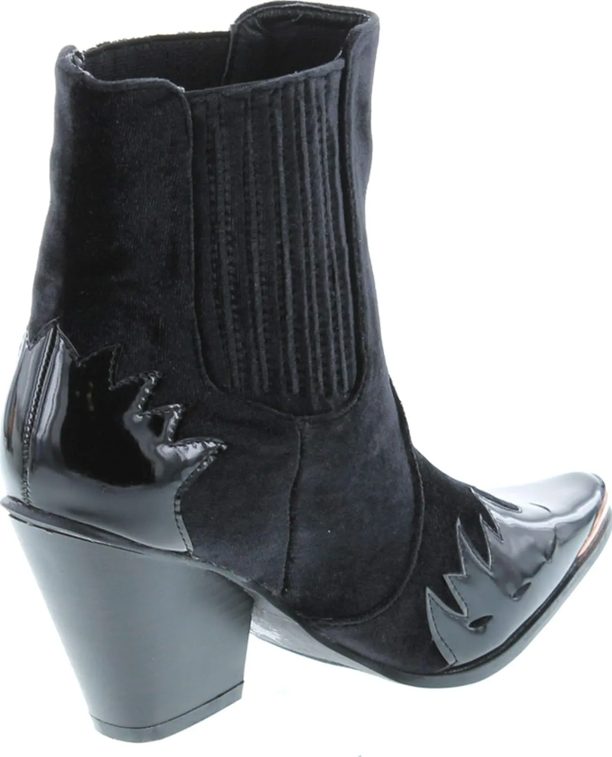 Cape Robbin Women Mixed Media Pointy Toe Flame Pattern Cowboy Bootie HJ88