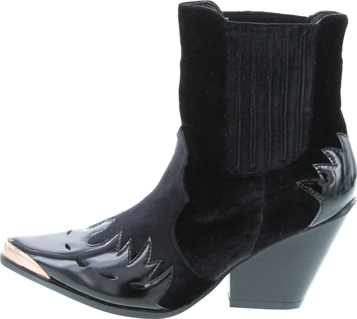 Cape Robbin Women Mixed Media Pointy Toe Flame Pattern Cowboy Bootie HJ88
