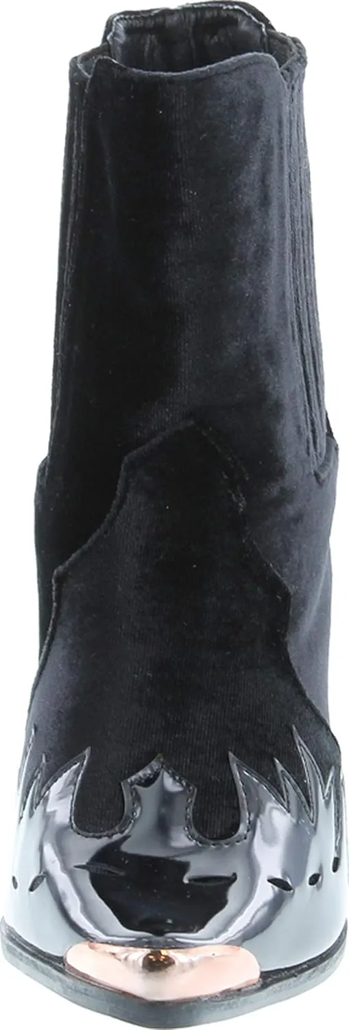 Cape Robbin Women Mixed Media Pointy Toe Flame Pattern Cowboy Bootie HJ88