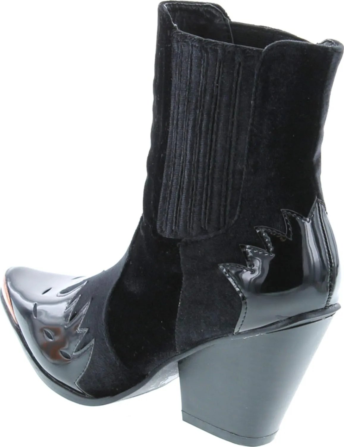 Cape Robbin Women Mixed Media Pointy Toe Flame Pattern Cowboy Bootie HJ88