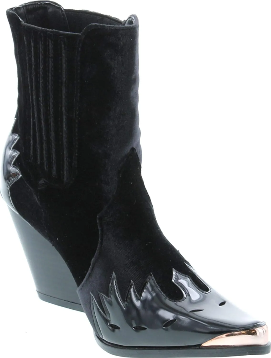 Cape Robbin Women Mixed Media Pointy Toe Flame Pattern Cowboy Bootie HJ88