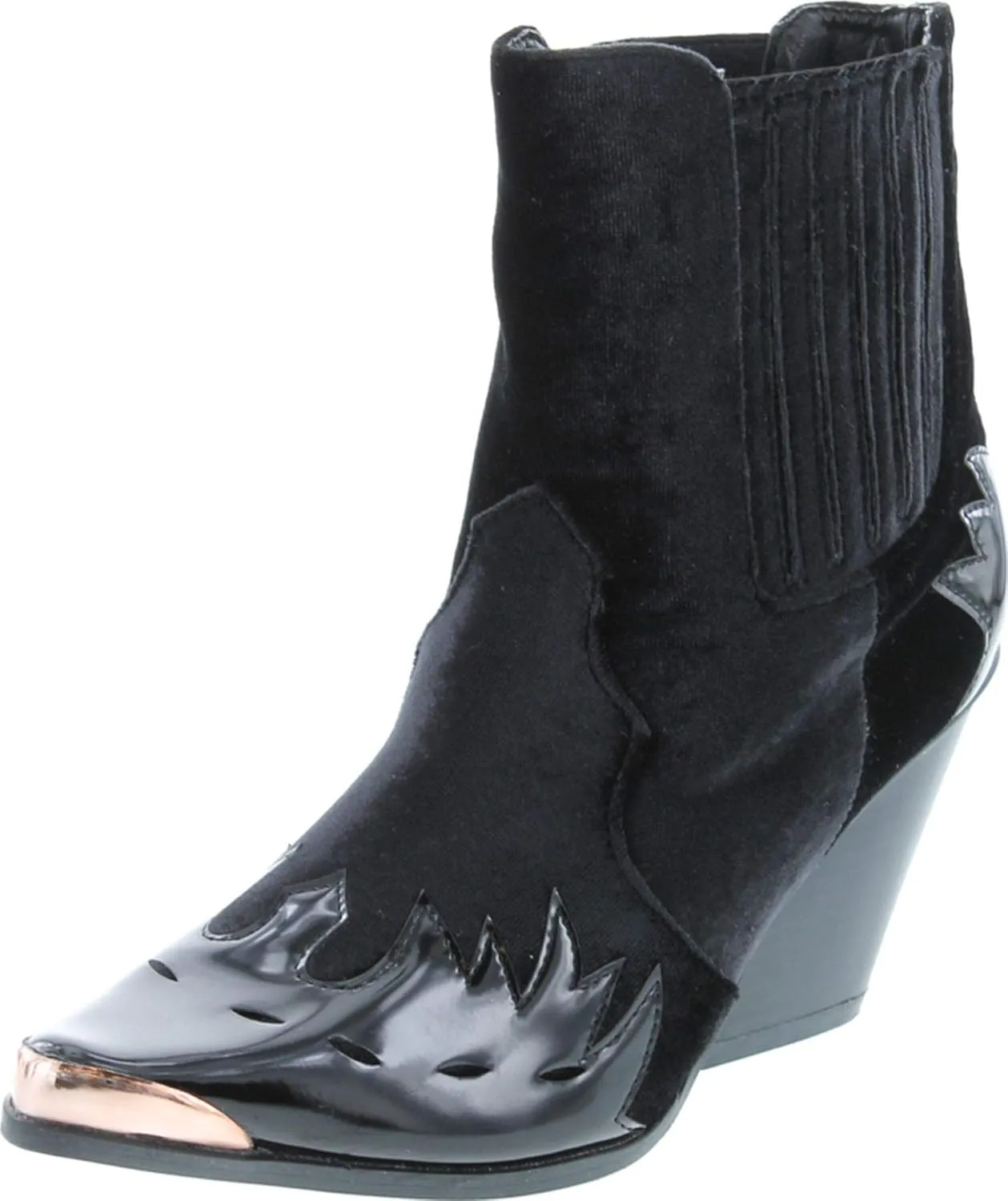 Cape Robbin Women Mixed Media Pointy Toe Flame Pattern Cowboy Bootie HJ88