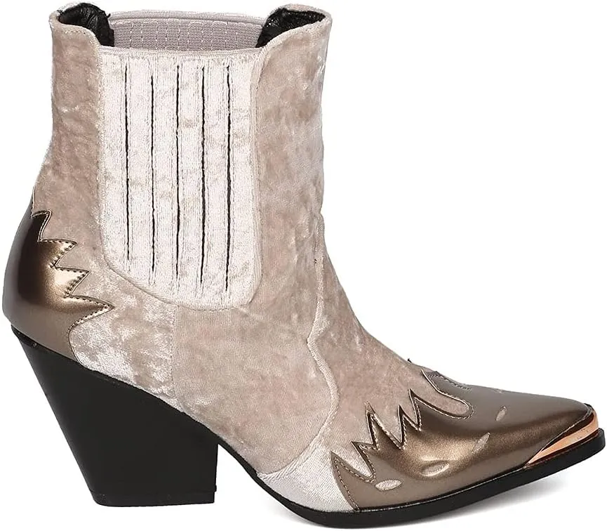 Cape Robbin Women Mixed Media Pointy Toe Flame Pattern Cowboy Bootie HJ88