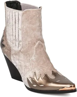 Cape Robbin Women Mixed Media Pointy Toe Flame Pattern Cowboy Bootie HJ88