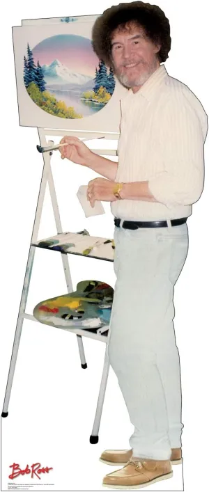 Cardboard People Bob Ross Life Size Cardboard Cutout Standup with Motion Activated Voice Box