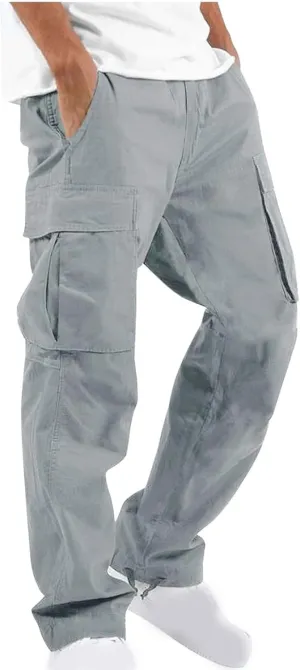 Cargo Pants for Men Casual Baggy Utility Work Hiking Joggers Relax Fit Big and Tall Trousers with Multi Pockets