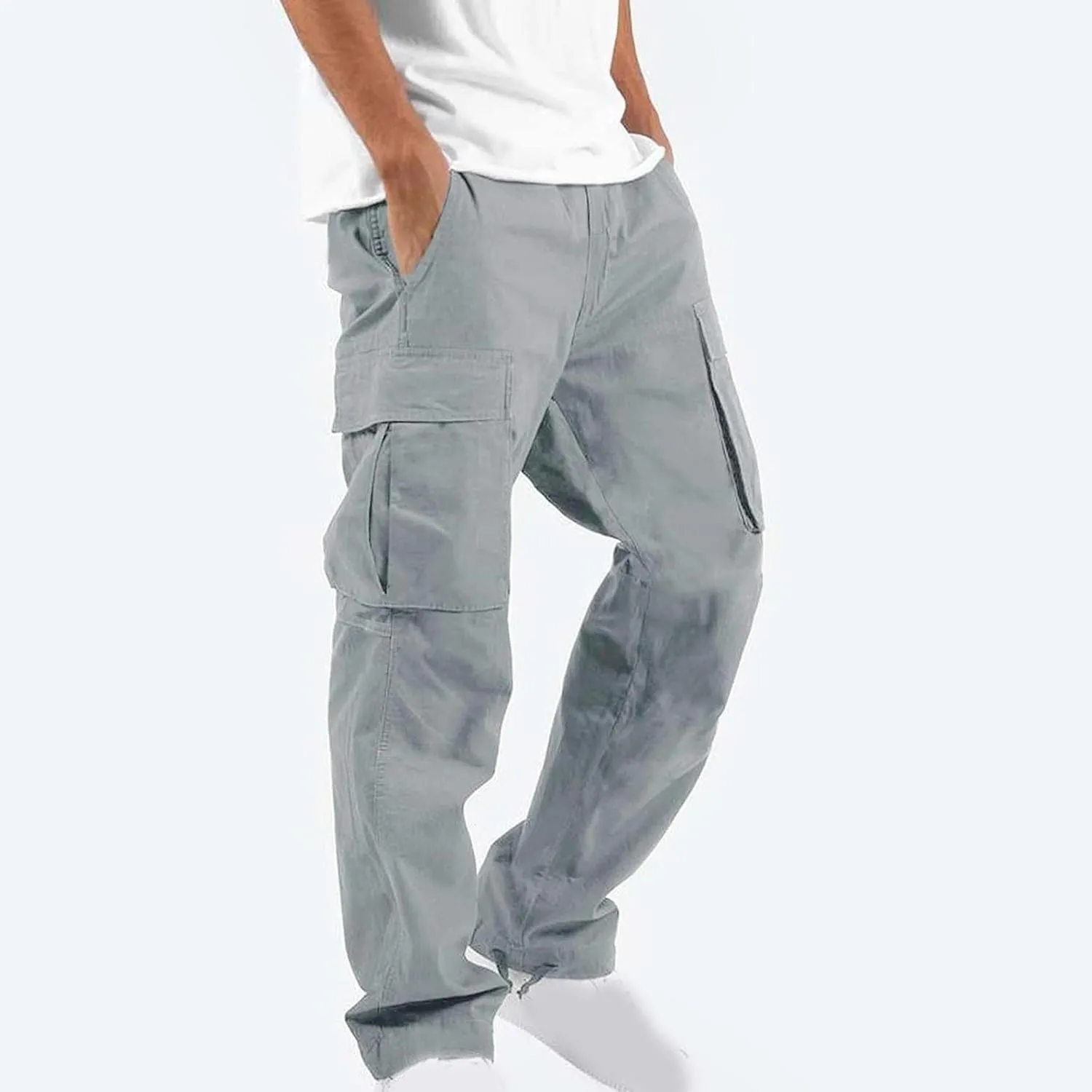 Cargo Pants for Men Casual Baggy Utility Work Hiking Joggers Relax Fit Big and Tall Trousers with Multi Pockets