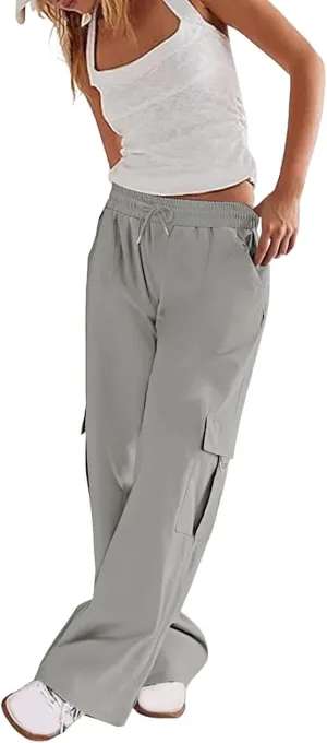 Cargo Pants for Women High Waisted Casual Stretchy Work Pants Baggy Wide Leg Lightweight Hiking Casual Streetwear