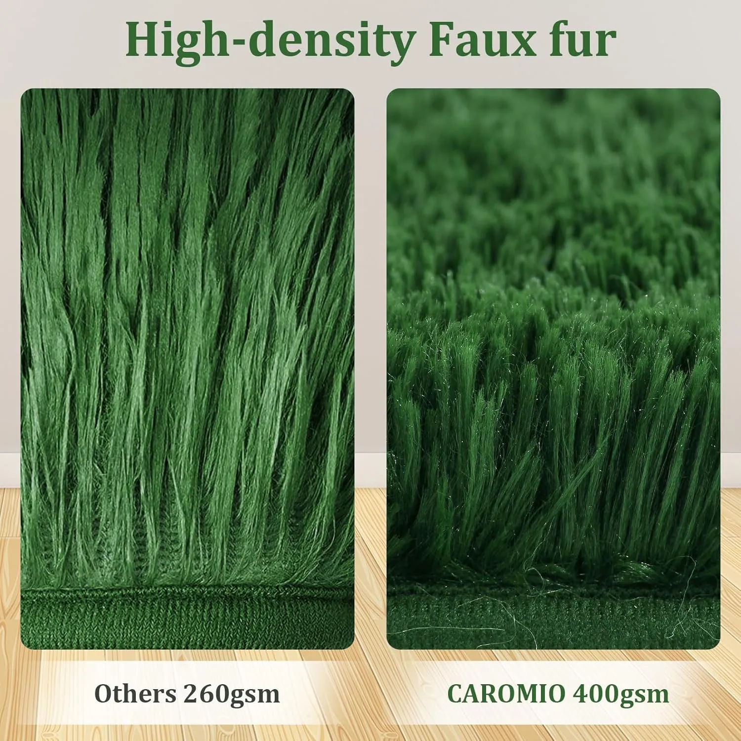 CAROMIO 2x8 Feet Plush Fluffy Rug, Green, Runner, Area Rug, Shag Furry Hallway Runner Rug, Non Shedding Floor Cover for Bedroom, Living Room, Nursery, Children Room, Decorative