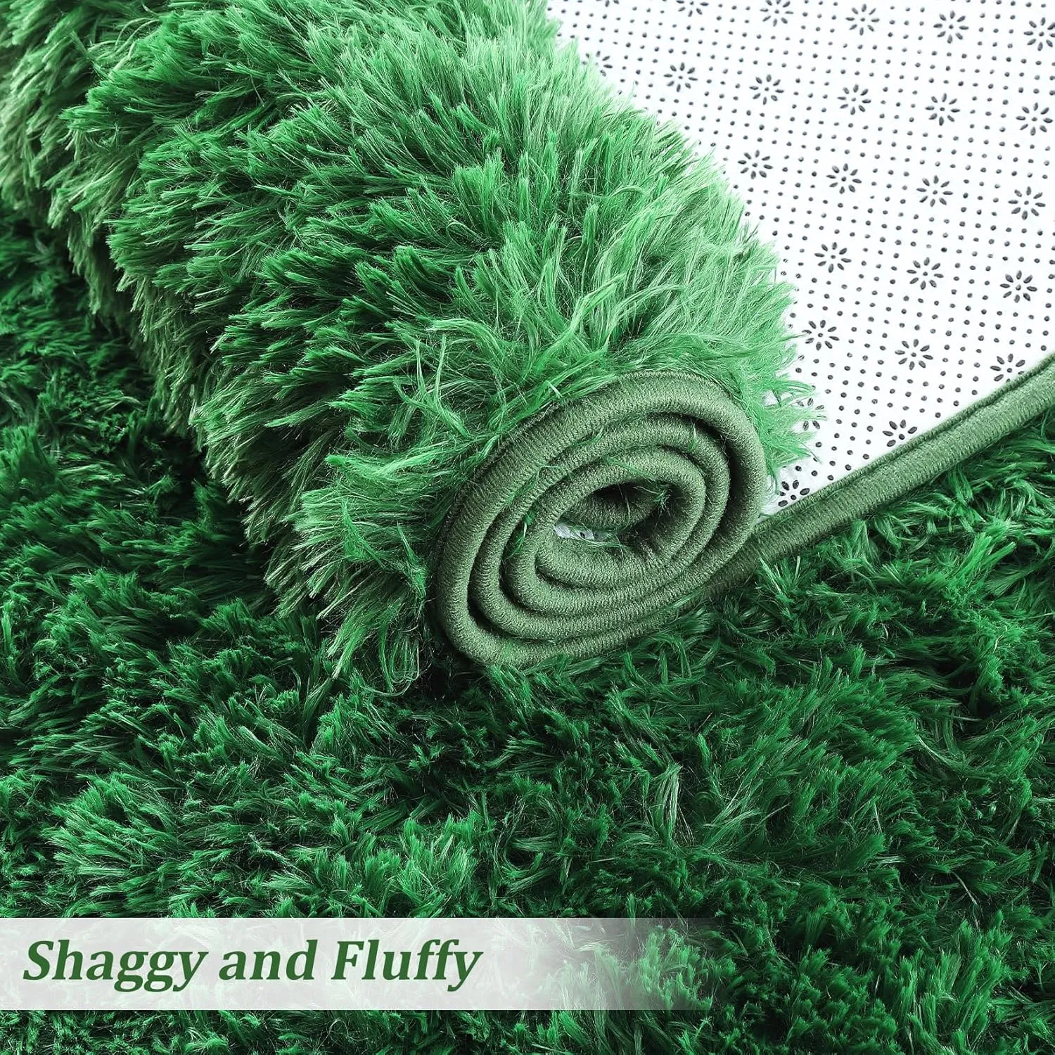 CAROMIO 2x8 Feet Plush Fluffy Rug, Green, Runner, Area Rug, Shag Furry Hallway Runner Rug, Non Shedding Floor Cover for Bedroom, Living Room, Nursery, Children Room, Decorative