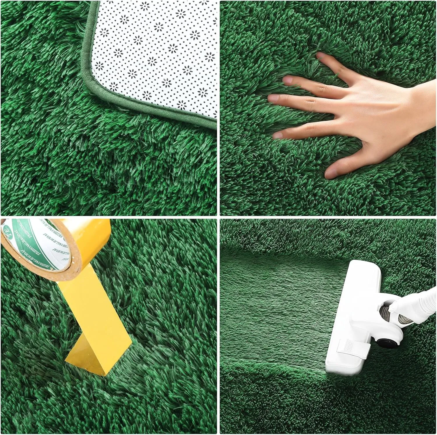 CAROMIO 2x8 Feet Plush Fluffy Rug, Green, Runner, Area Rug, Shag Furry Hallway Runner Rug, Non Shedding Floor Cover for Bedroom, Living Room, Nursery, Children Room, Decorative