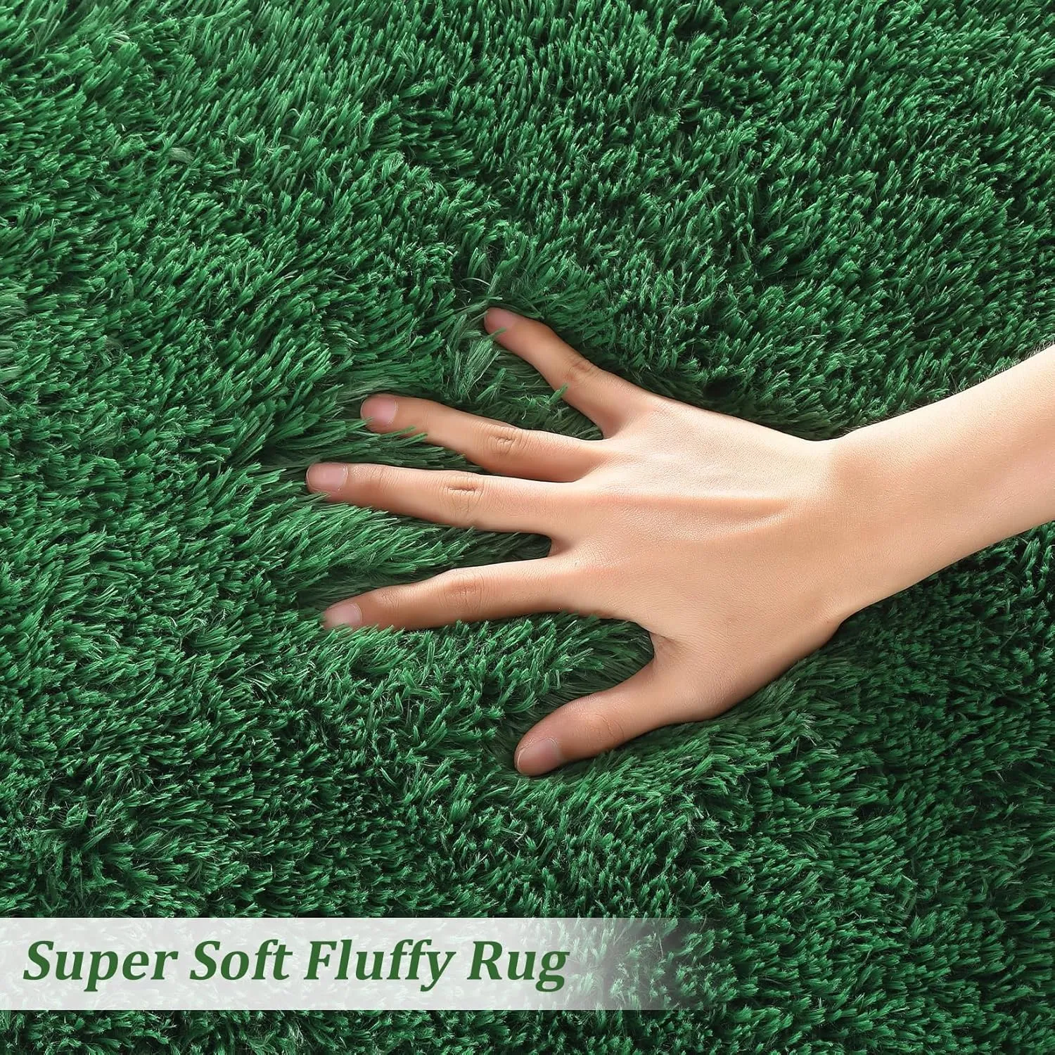 CAROMIO 2x8 Feet Plush Fluffy Rug, Green, Runner, Area Rug, Shag Furry Hallway Runner Rug, Non Shedding Floor Cover for Bedroom, Living Room, Nursery, Children Room, Decorative