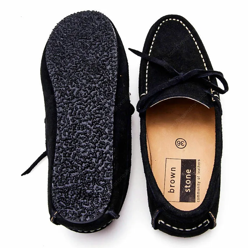 Casualist Lace Leather Loafer Suede Black