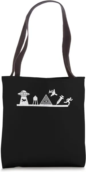 Chem Trails Illuminati Flat-Earth UFO Conspiracy Theory Tote Bag