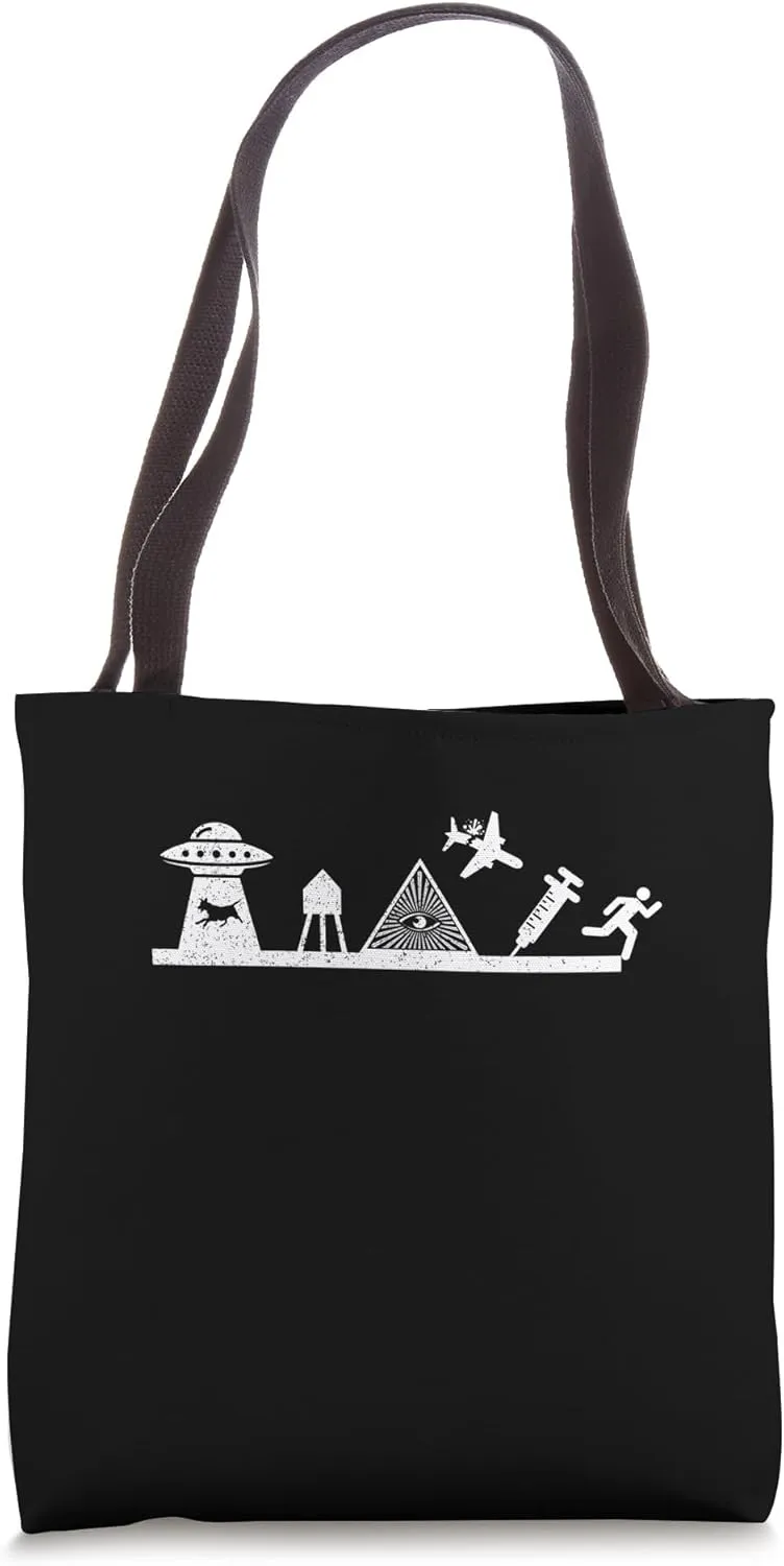 Chem Trails Illuminati Flat-Earth UFO Conspiracy Theory Tote Bag