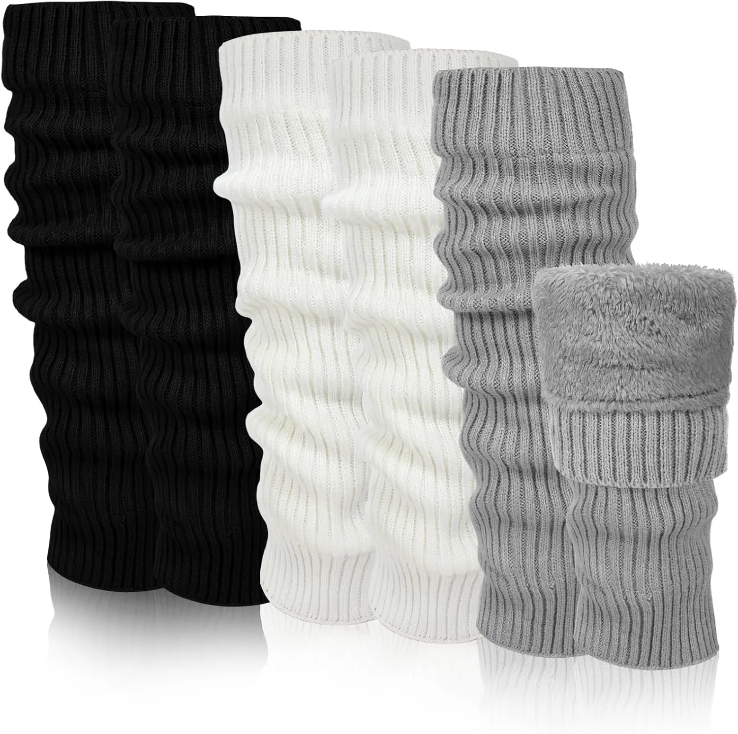 Chuarry 3 Pairs Winter Fleece Lined Leg Warmer for Women Skating Leg Warmer Long Boot Socks for Women Skating Every Day Wear