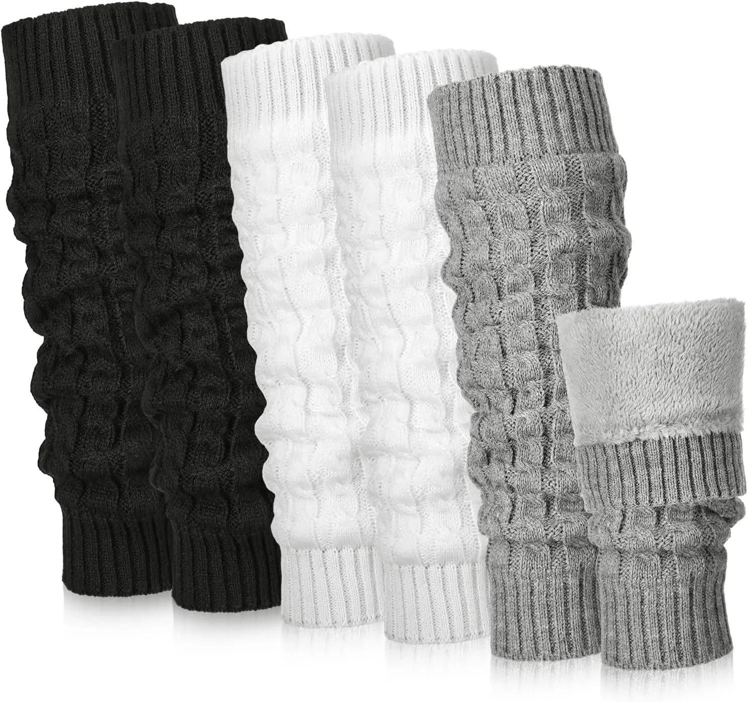 Chuarry 3 Pairs Winter Fleece Lined Leg Warmer for Women Skating Leg Warmer Long Boot Socks for Women Skating Every Day Wear