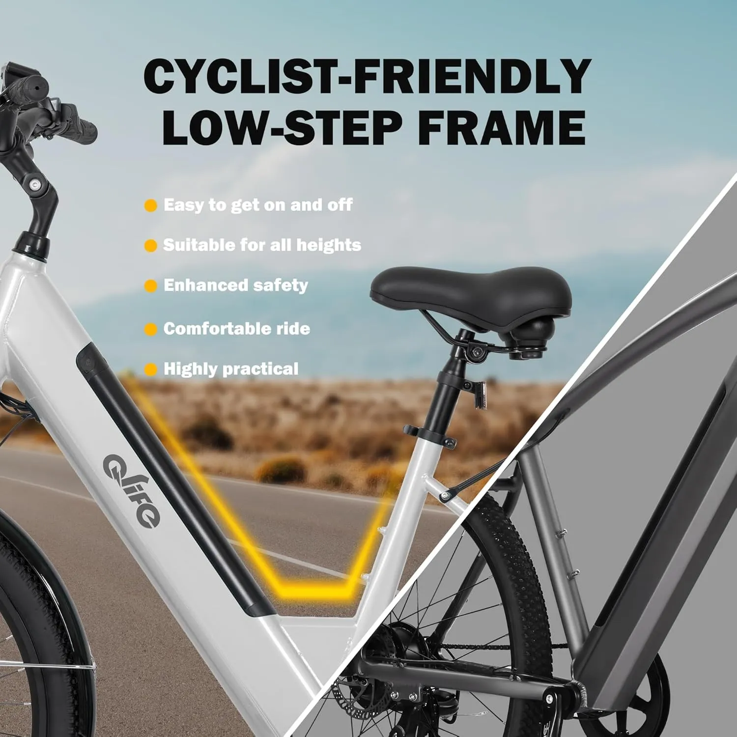 Cityone 2.0 Electric Bike for Adults,Up to 65Miles,28MPH,1200W Peak Motor 26" Ebike,499WH UL2849 Certified Battery Electric Commuter Bicycle with Front Suspension & 7-Speed Ebikes