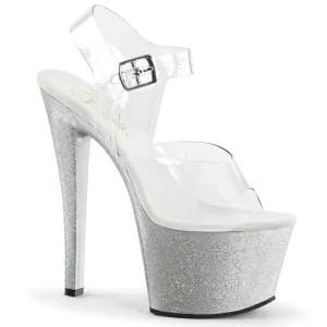 Clear-Silver 7" Glitter Pumps*