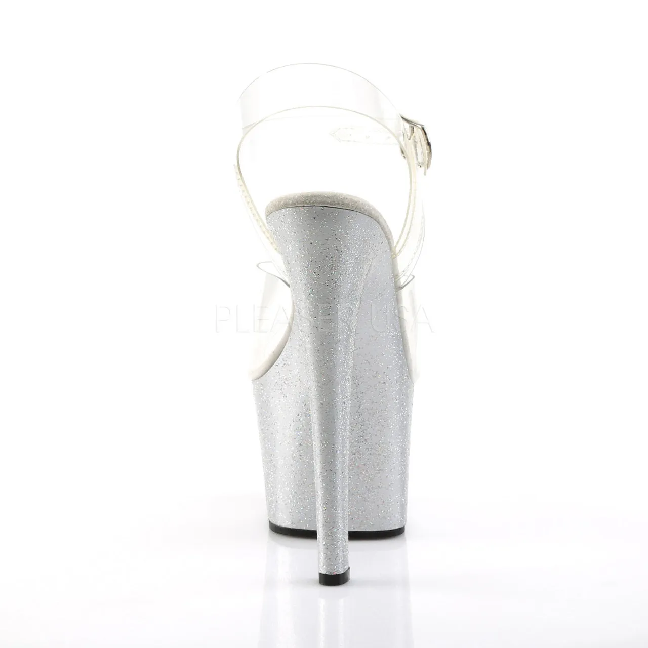 Clear-Silver 7" Glitter Pumps*