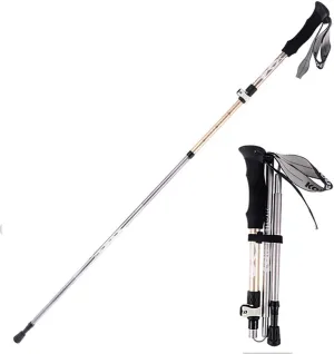 Collapsible Trekking Pole/Hiking Poles Adjustable Lightweight Aluminum Portable Walking Sticks with Foam Grip and Quick Lock System for Walking Senior Hike Backpacking (Golden)
