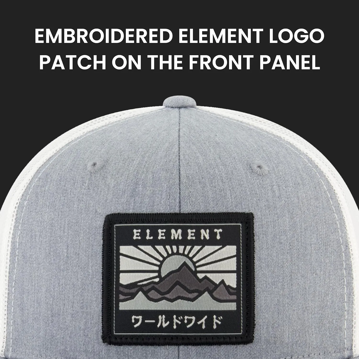 Concept One Element Trucker Hat, 6 Panel Adult Baseball Cap with Flat Brim
