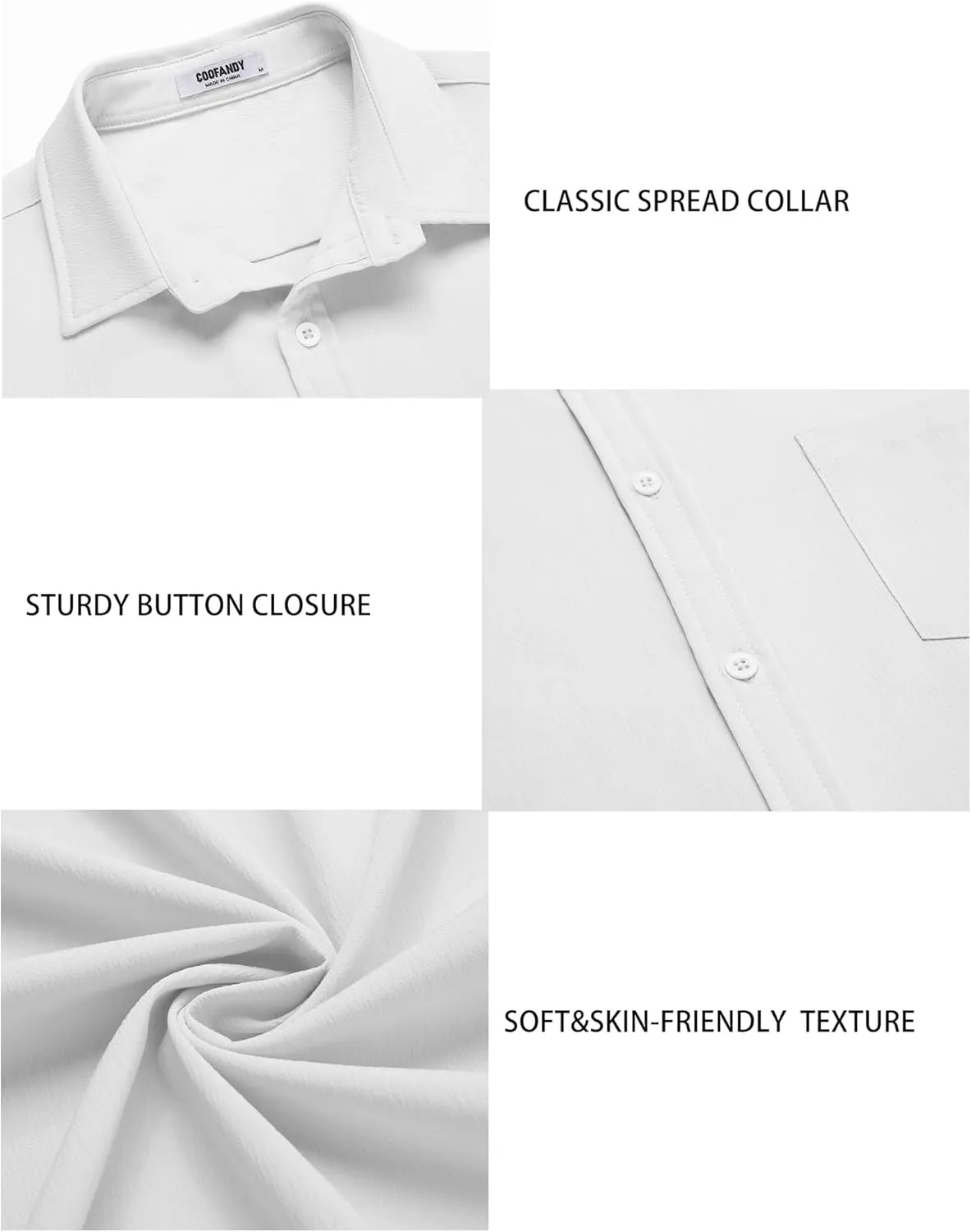 COOFANDY Men's Casual Summer Beach Wrinkle Free Shirts Short Sleeve Button Down Lightweight Untucked Textured Shirt