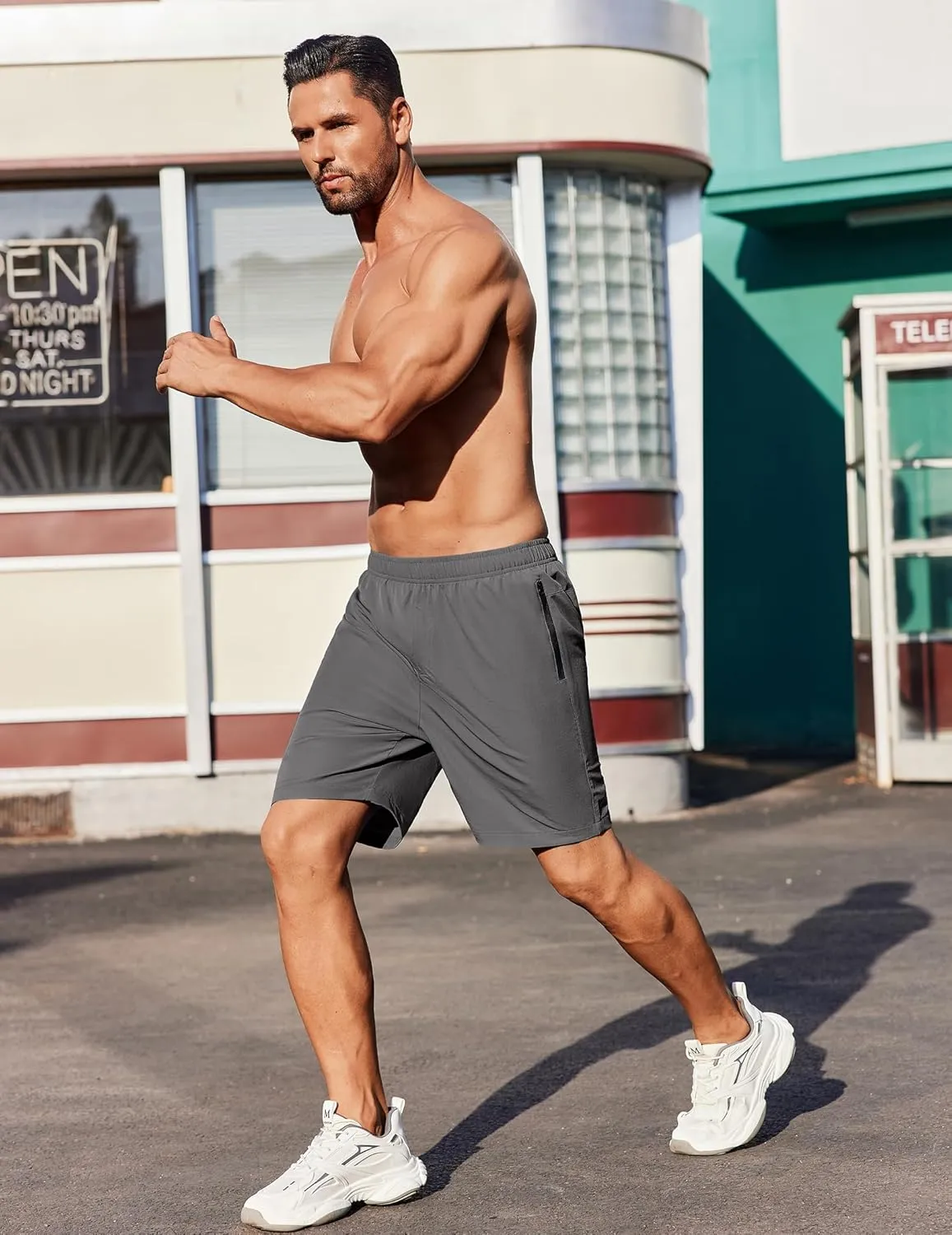 COOFANDY Men's Gym Workout Athletic Shorts Running Jogger Quick Dry Lightweight Shorts with Zipper Pockets