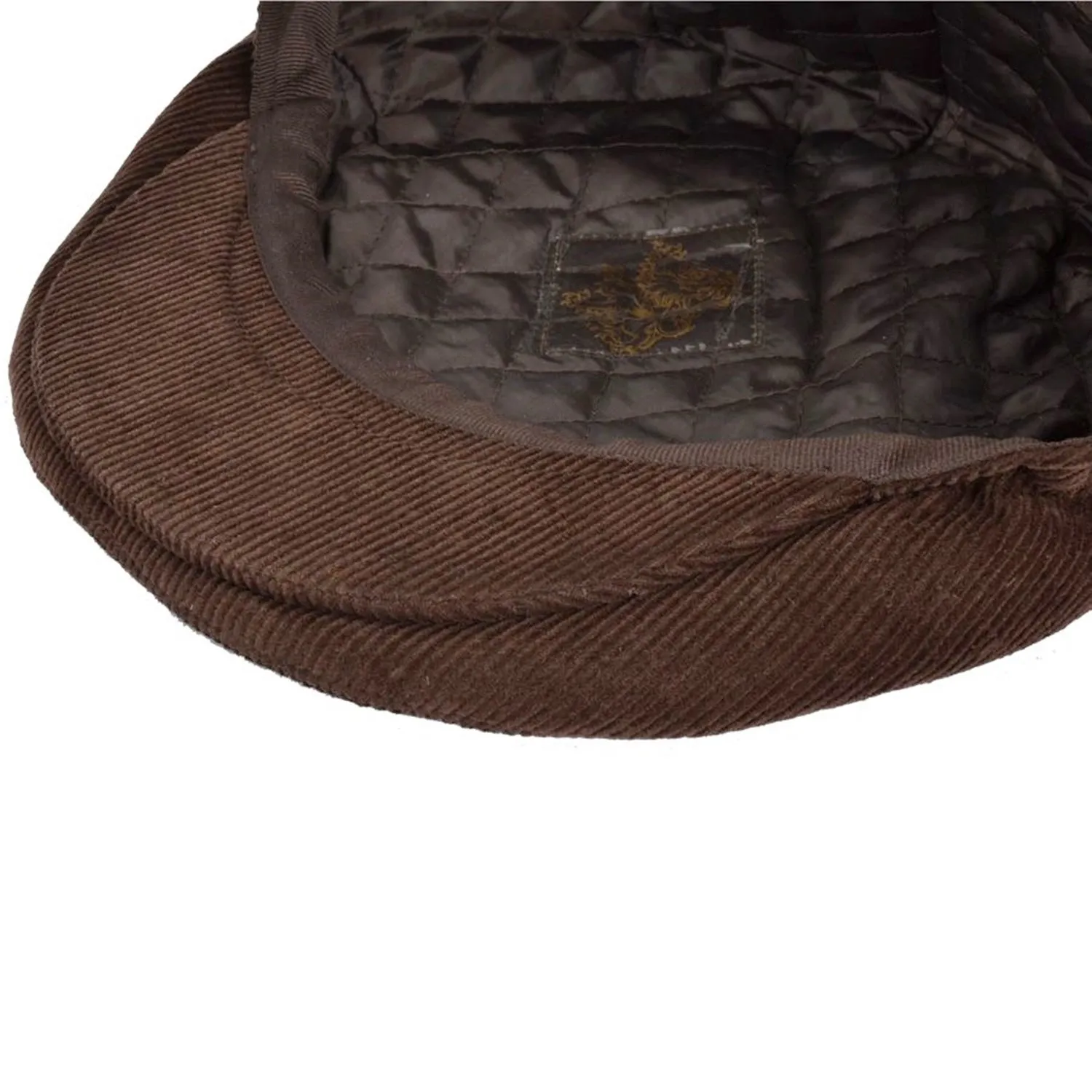 Corduroy Flat Cap Traditional Peaked Hat In Black, Brown - Maz