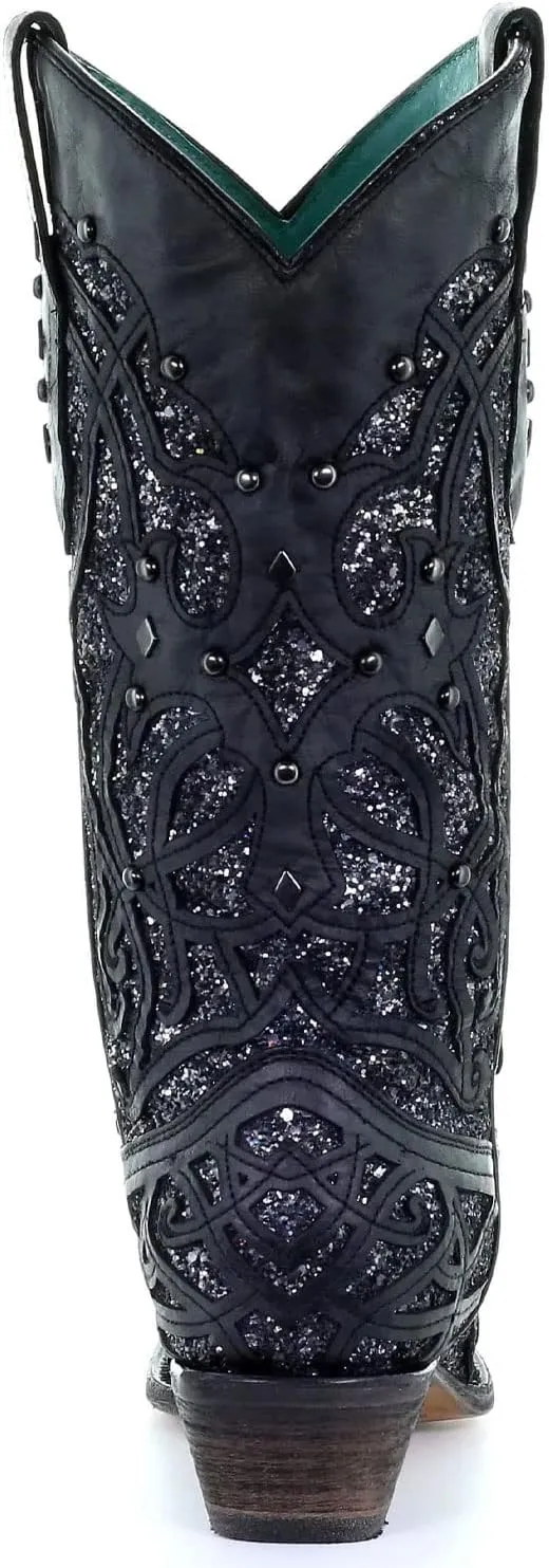 CORRAL Women's Golden Luminary Roots Orix Glitter Inlay & Studs Snip Toe Western Boots,