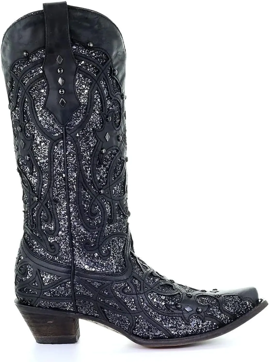 CORRAL Women's Golden Luminary Roots Orix Glitter Inlay & Studs Snip Toe Western Boots,