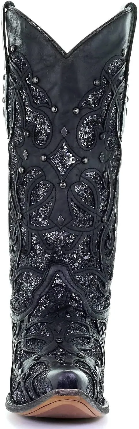 CORRAL Women's Golden Luminary Roots Orix Glitter Inlay & Studs Snip Toe Western Boots,