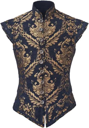 CosplayDiy Mens Tudor Vest Victorian Suit Vest Tudor Jerkin Gothic Steampunk Waistcoat