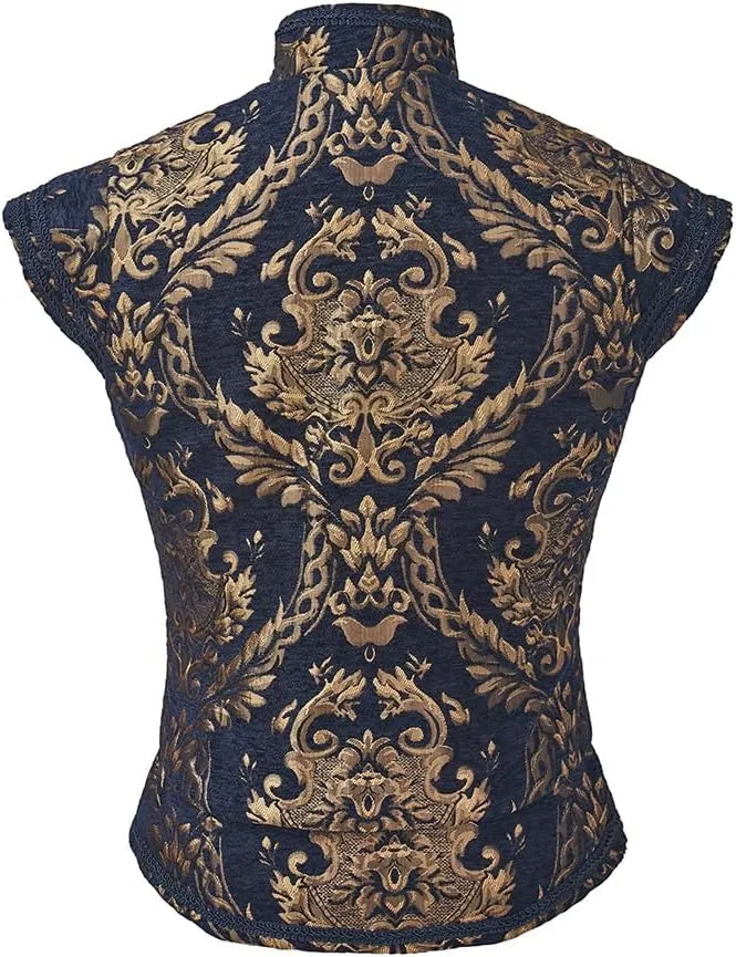 CosplayDiy Mens Tudor Vest Victorian Suit Vest Tudor Jerkin Gothic Steampunk Waistcoat