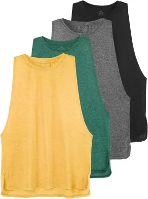 Cosy Pyro Workout Tank Tops for Women Lightweight Running Tanks Basic Gym Tops Sleeveless Athletic Yoga Shirts-4 Pack