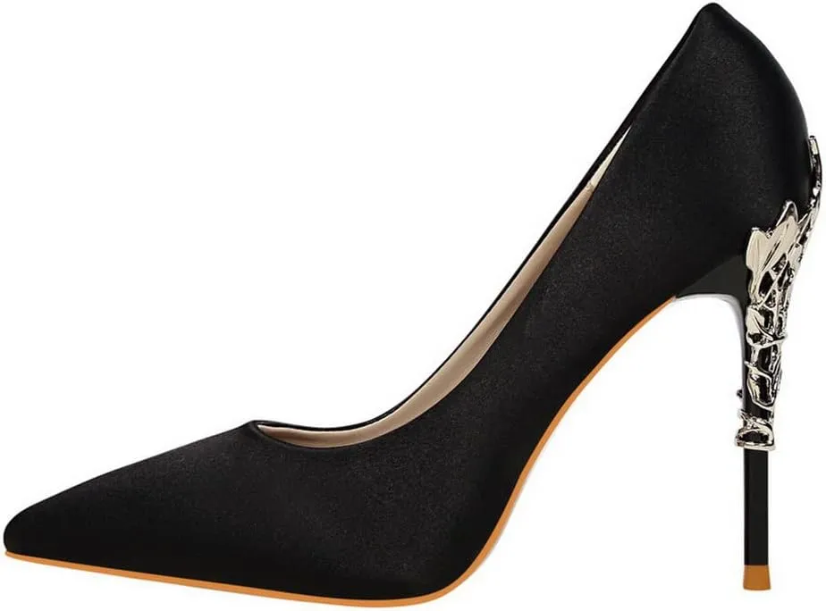 CosyFever Womens DC128 Dress Tuxedo Studded Satin Low Stiletto Pumps