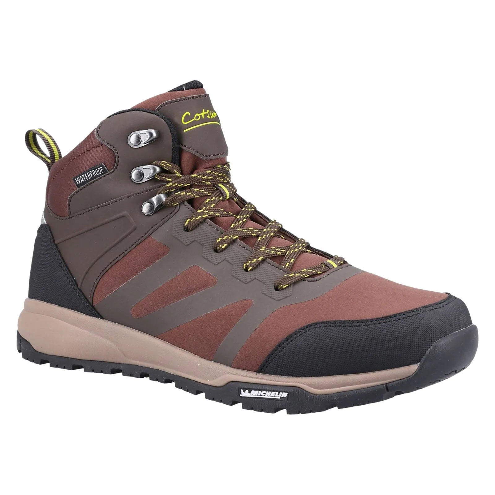 Cotswold Kingham Mid Recycled Plastic Synthetic Pu Men's Brown Hiking Boots