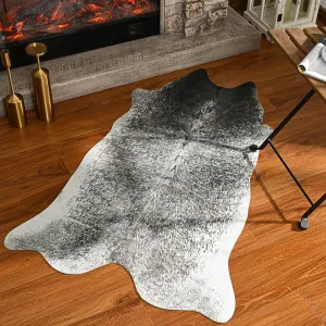 Cow Hide Rug for Living Room, Washable Cowhide Rug, Small Faux Animal Skin Rugs, Non-Slip Cow Print Area Rugs, 2x3 Ft Cowhide Rugs for Bedroom Office Entryway Kitchen, Grey