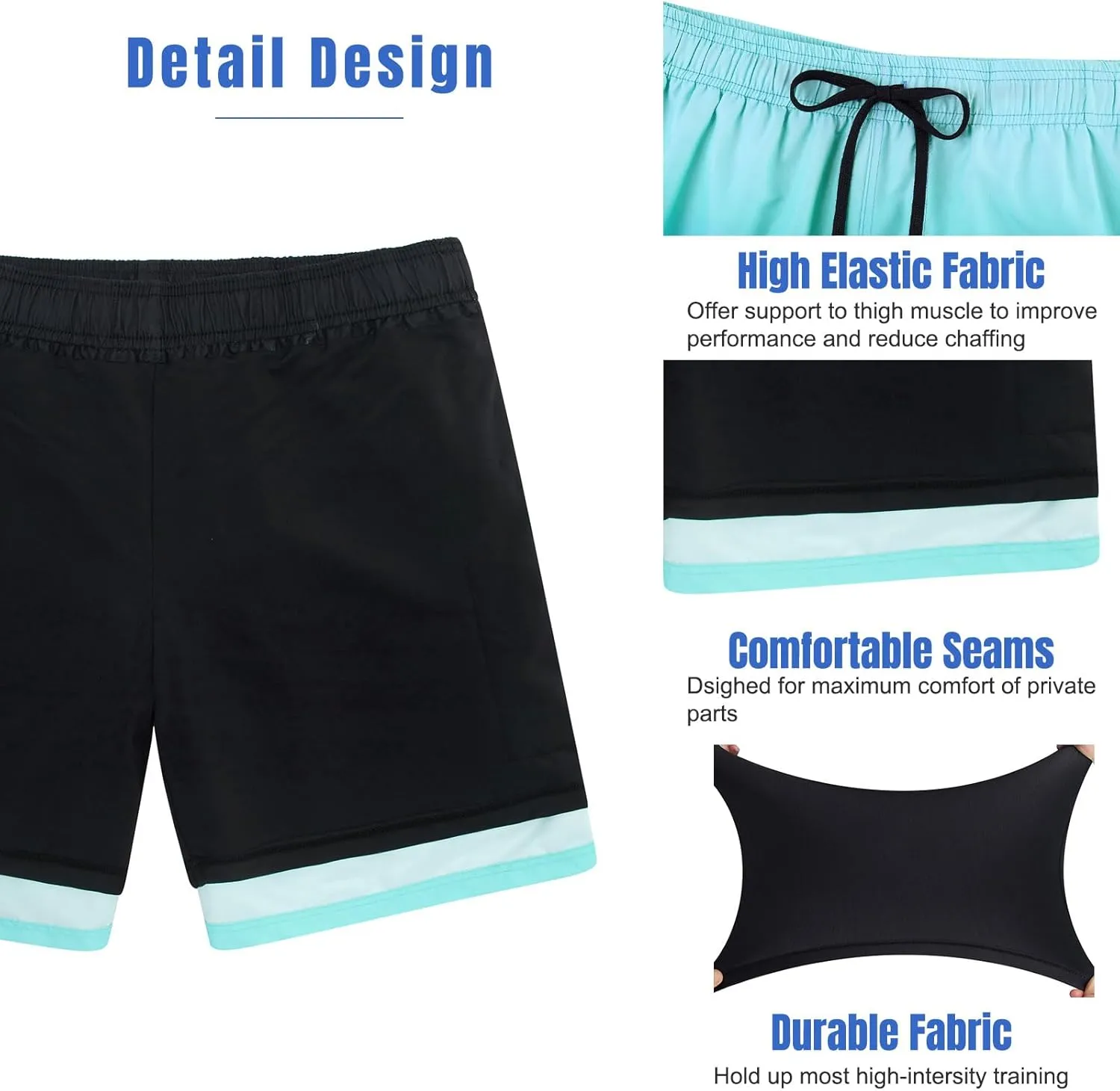 Cozople Mens Swim Trunks 7Inch with Compression Liner Quick Dry Swimsuit Swim Shorts Phone Pocket Swimwear